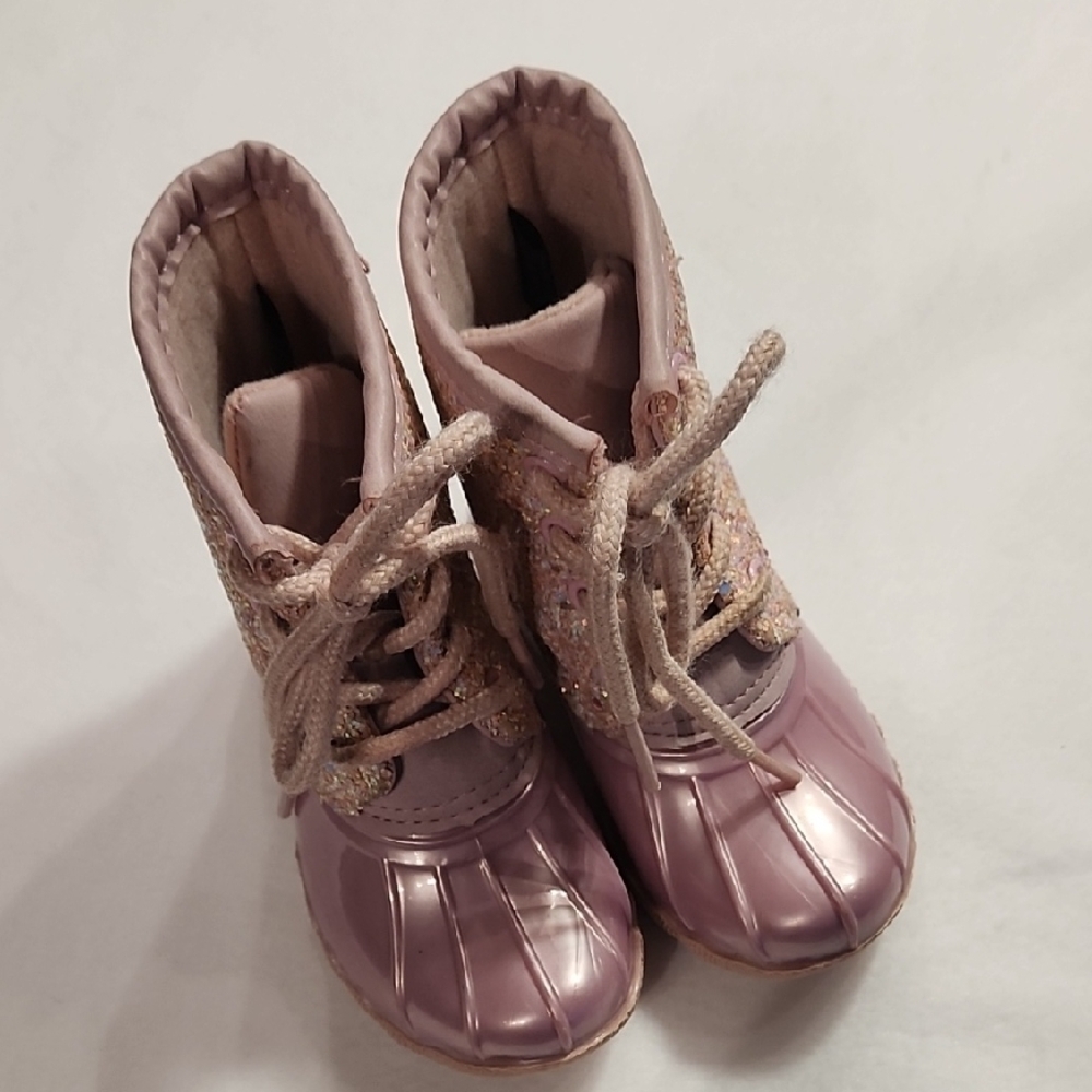 Kids Pink Lace-Up Boots